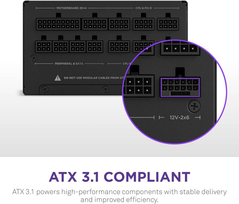 NZXT 850W C850 Gold ATX3.1 80Plus Gold Full Modular Power Supply (PA-8G2BB-UK) 