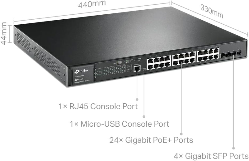 TP-Link TL-SG3428MP JetStream 28-Port Gigabit L2+ Managed Switch with 24-Port PoE+ (384W)