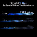 TP-Link Archer GE800 BE19000 Tri-Band Gaming WiFi 7 Router with RGB Lighting and Game-Style Design