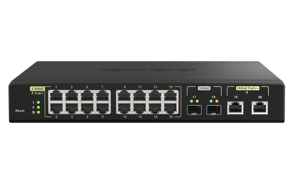 QNAP QSW-M2116P-2T2S 4 Ports 10GbE & 16 Ports 2.5GbE Layer 2 Managed PoE Switch