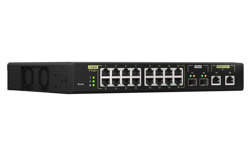 QNAP QSW-M2116P-2T2S 4 Ports 10GbE & 16 Ports 2.5GbE Layer 2 Managed PoE Switch