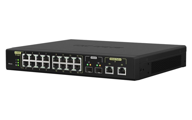 QNAP QSW-M2116P-2T2S 4 Ports 10GbE & 16 Ports 2.5GbE Layer 2 Managed PoE Switch