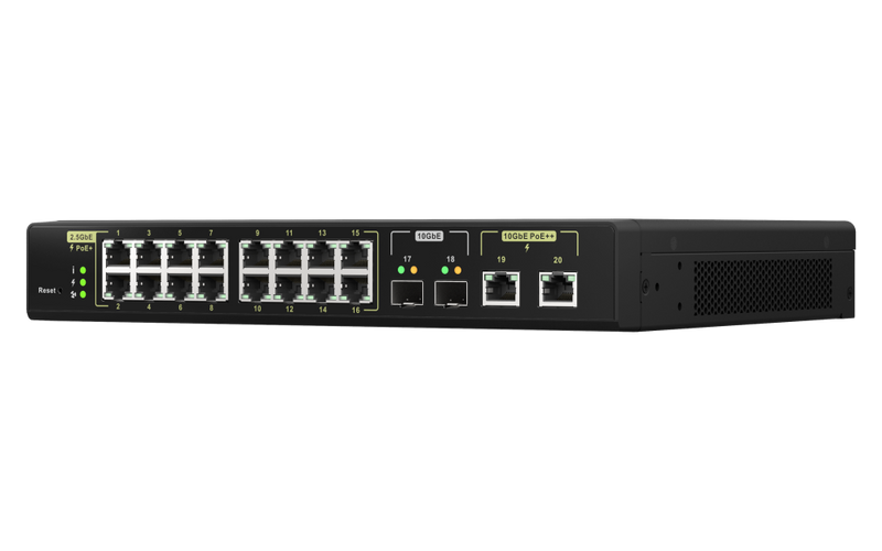 QNAP QSW-M2116P-2T2S 4 Ports 10GbE & 16 Ports 2.5GbE Layer 2 Managed PoE Switch