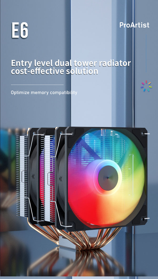 PROARTIST E6 BLACK 雙塔式 ARGB CPU Cooler