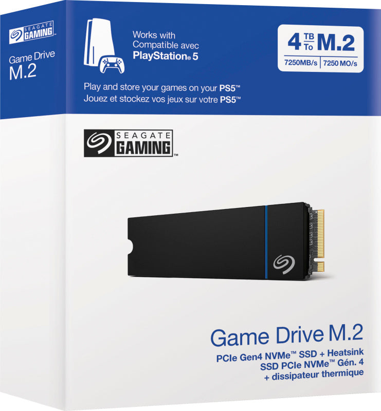 Seagate 4TB Game Drive M.2 SSD for PS5 with Heatsink PCIe Gen4 x4 NVMe 1.4 SSD ZP4000GP304001