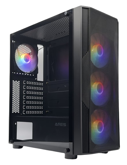 Ares Anubis Glass Side ATX Case Black (Rainbow LED FAN*4 included)