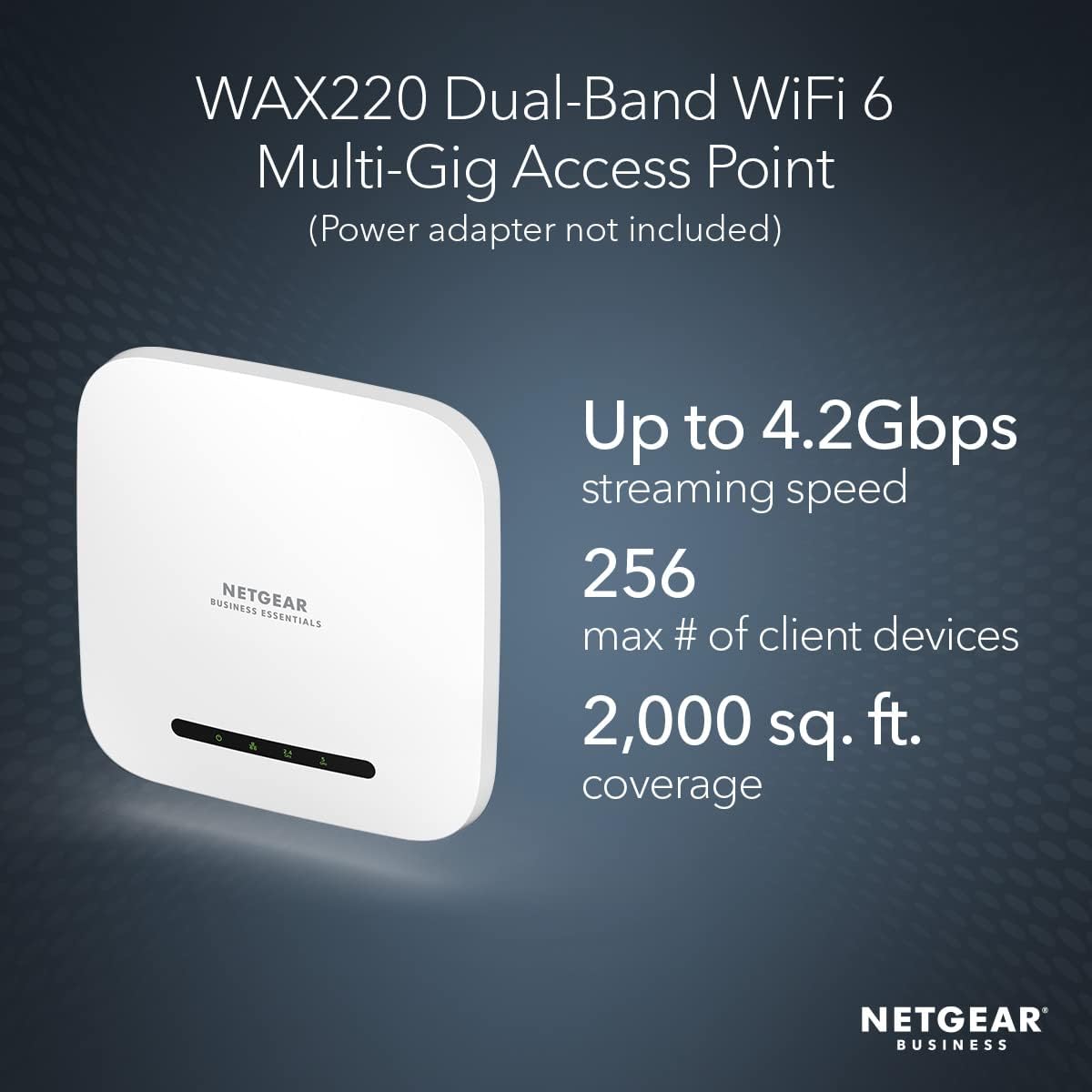 NETGEAR WAX220 WiFi 6 AX4200 Dual-band Access Point with Multi-Gig PoE