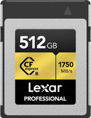 Lexar GOLD SERIES 512GB PROFESSIONAL CFexpress™ TYPE B CARD (up to 1750MB/s read, 1500MB/s write) LCXEXPR512G-RNENG