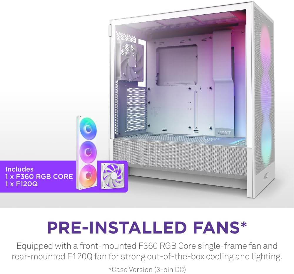 NZXT H5 FLOW RGB (2024) White 白色Tempered Glass ATX Airflow Case