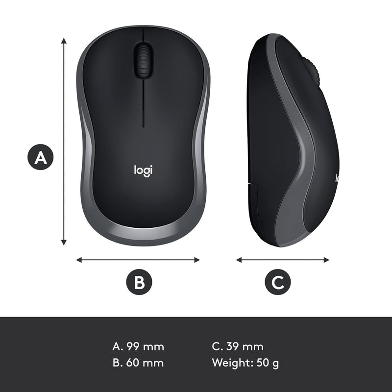 Logitech M185 Wireless Mouse-Fog Gray 910-002258 Original licensed product 