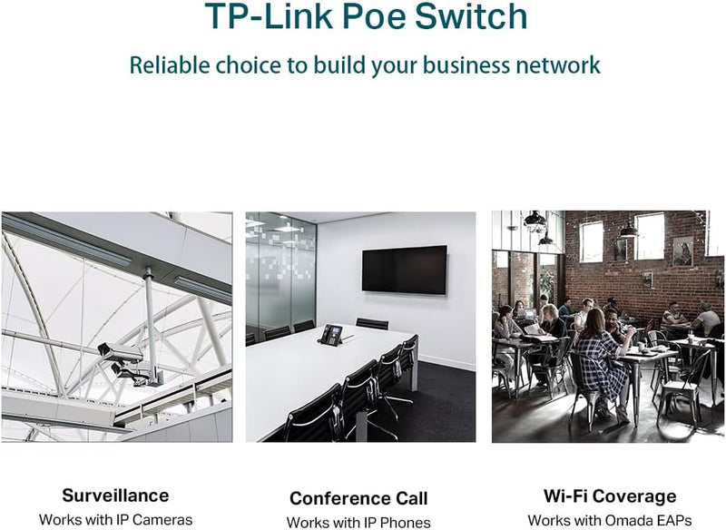 TP-Link Omada TL-SL2428P JetStream 24 Port 10/100Mbps + 4 Port Gigabit Smart Switch with 24 Port PoE+ (250W)