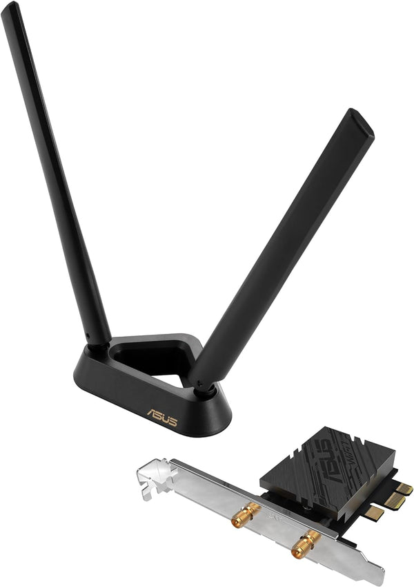 ASUS PCE-BE92BT BE9400 WiFi 7 PCI-E Adapter with 2 external antennas and magnetized base