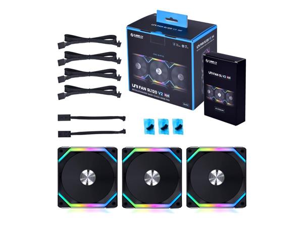LIAN LI UNI FAN SL120 V2 RGB Black 黑色3xFan Kit with