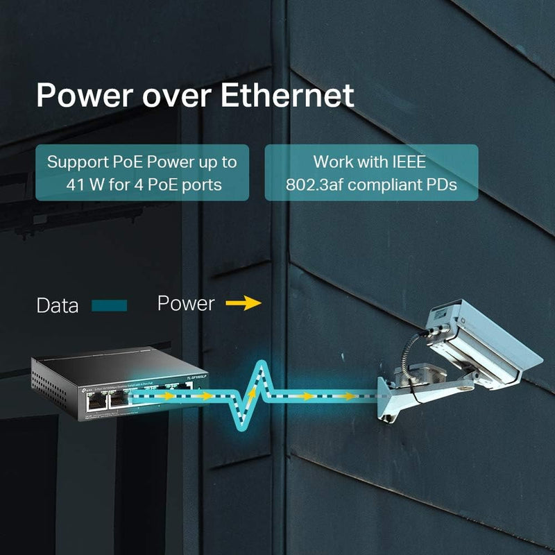 TP-Link TL-SF1005LP 5 Port 10/100 Mbps Desktop Switch With 4 Port PoE (41W)