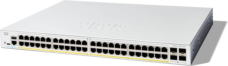 [Latest Product] Cisco Catalyst 1300 48-Port Gigabit Ethernet + 4x10Gb SFP+ (375W PoE+) Advanced Security Managed Switch (C1300-48P-4X-UK/NE-1348P4X) 
