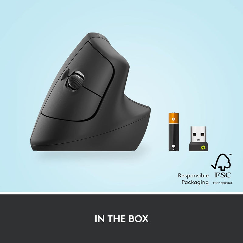 Logitech Lift 人體工學垂直無線滑鼠 - Graphite 石墨灰色