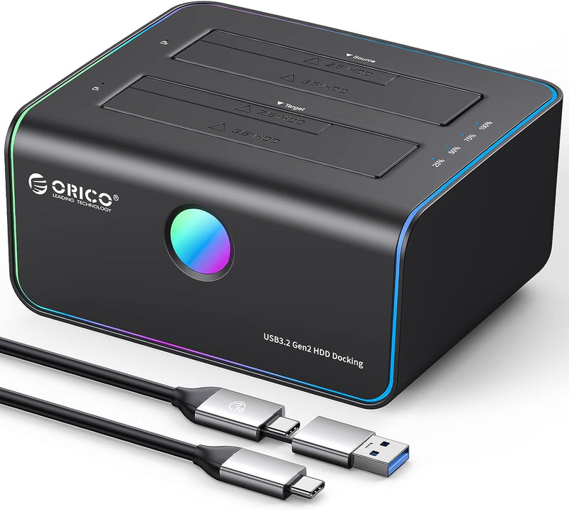 ORICO 2-bay Type-C 10Gbps HDD Docking Station with Auto-Sleep Offline Clone [8828C3-C] 