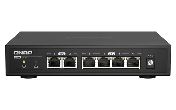 QNAP QSW-2104-2T 2 Ports 10GbE + 4 Ports 2.5GbE Unmanaged Switch | Fanless