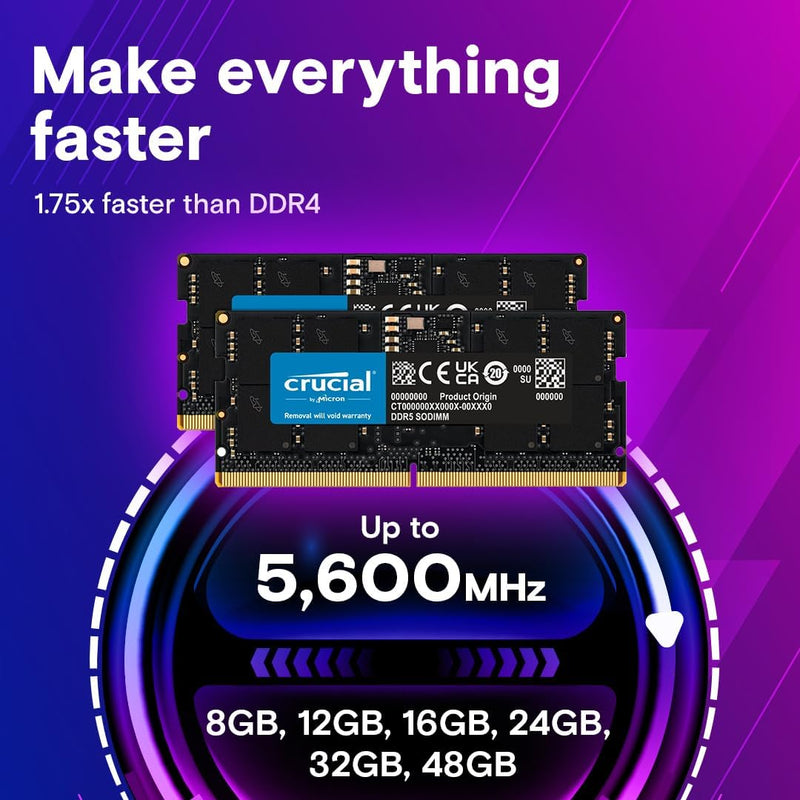 Crucial 48GB Kit (2x24GB) DDR5-5600 SODIMM CT2K24G56C46S5 