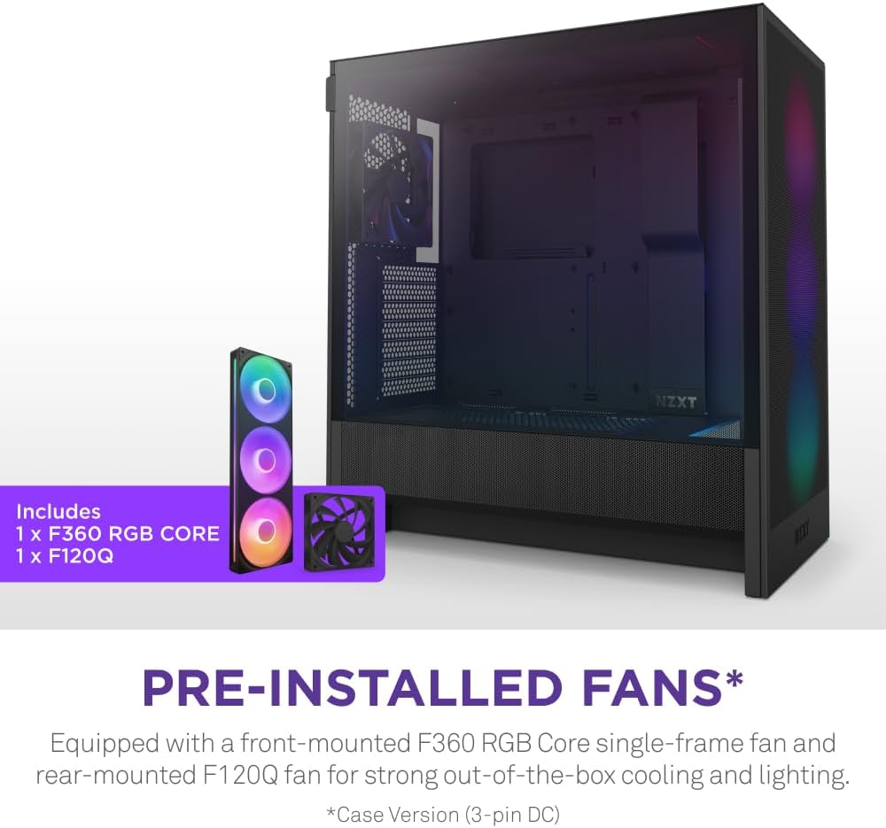 NZXT H5 FLOW RGB (2024) Black 黑色Tempered Glass ATX Airflow Case