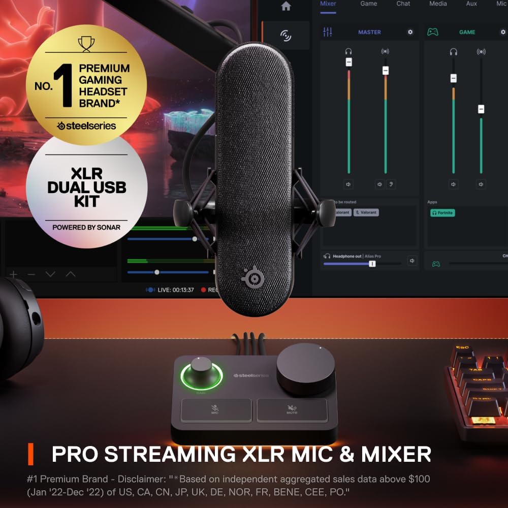 SteelSeries Alias ​​Pro Condenser Gaming Microphone with XLR