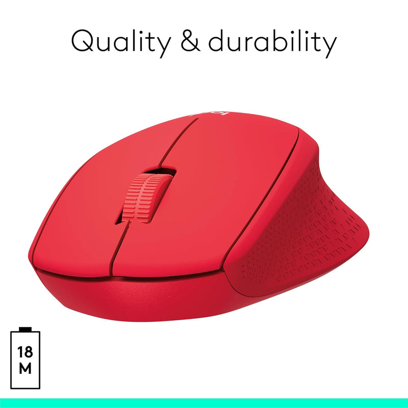 Logitech Silent Plus M331 Wireless Mouse 靜音無線滑鼠 - Red 紅色 910-004918 原裝行貨