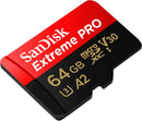 SanDisk 64GB Extreme Pro microSD (V30 UHS-I U3 A2 4K UHD 200MB/s) SDSQXCU-064G-GN6MA 772-4527