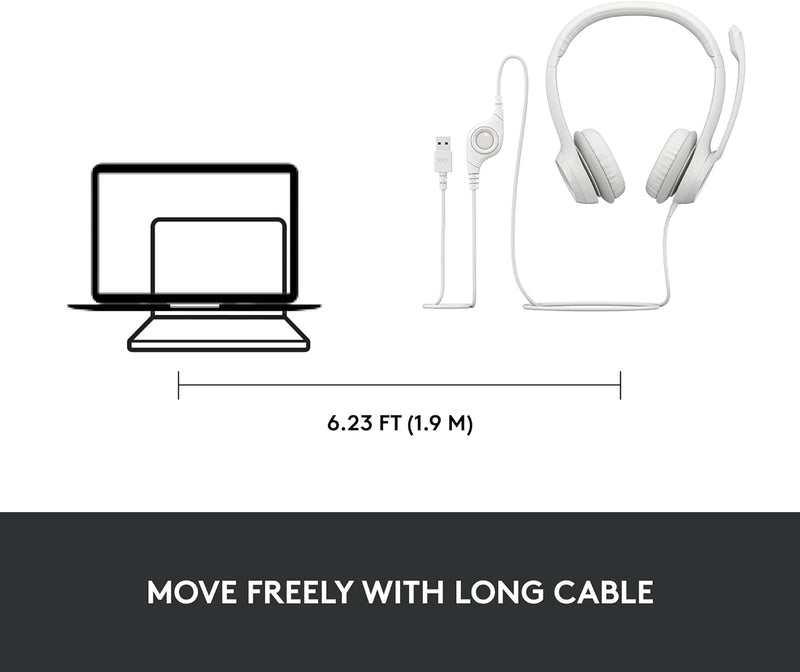 Logitech H390 Wired USB 配備隔噪麥克風以及線控耳機麥克風 - Pearl White 珍珠白色 981-001287 原裝行貨