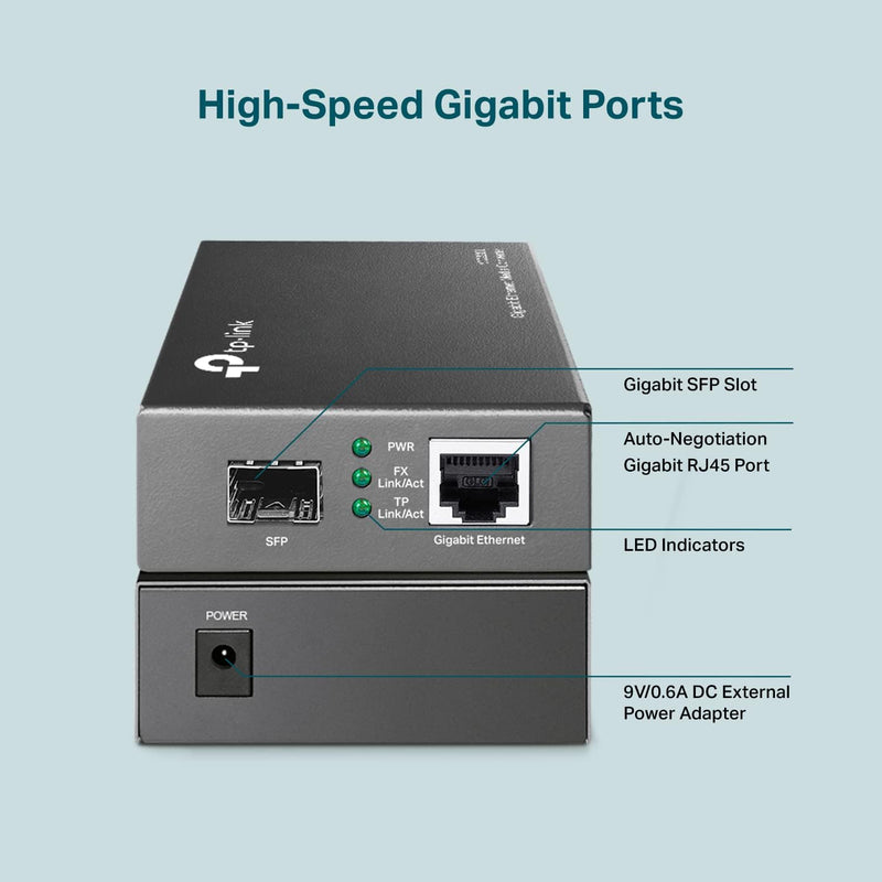 TP-Link MC220L 10/100/1000 Mbps RJ45 to 1000 Mbps SFP Slot Supporting MiniGBIC Modules (TP-NE-MC220L)