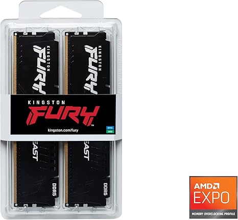 Kingston 32GB Kit (2x16GB) KF560C36BBE2K2-32 Fury Beast DDR5-6000MHz Memory (AMD EXPO &amp; Intel XMP 3.0)