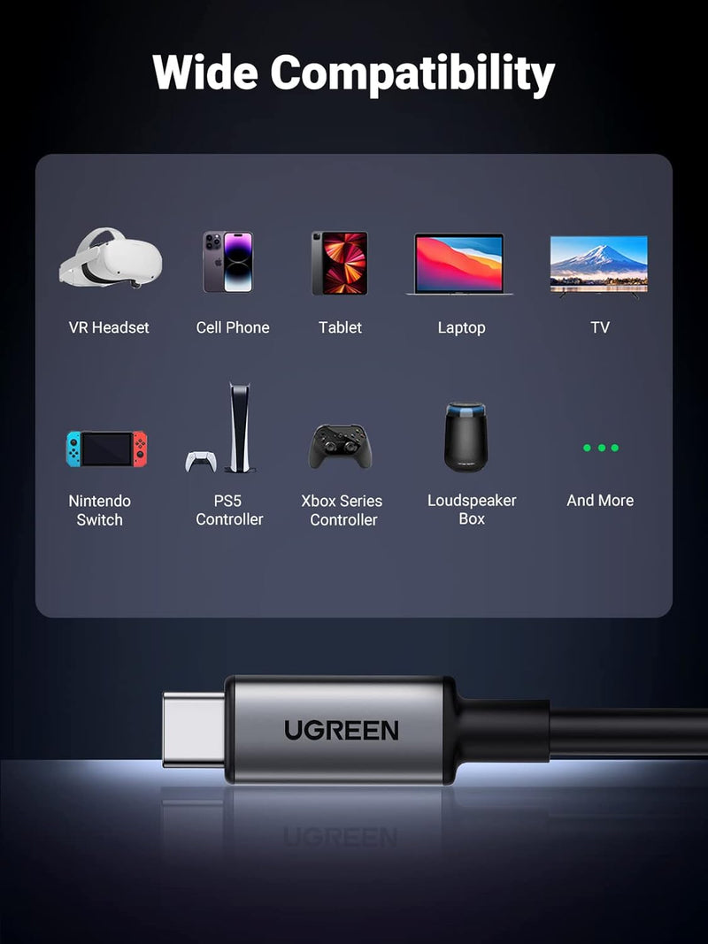 UGREEN Right Angle USB-C TO USB-C VR Link Cable 5m-BLACK(Quest 2/3 兼容)(UG-US551-90629)