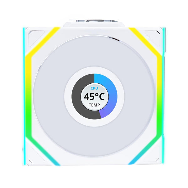 LIAN LI UNI FAN SL Wireless LCD Reverse Blade 120mm Case Fan - WHITE (12RSLLCD1W1W)