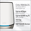 NETGEAR Orbi RBK863S AX6000 Whole Home Tri-Band Mesh WiFi 6 System (3件裝)