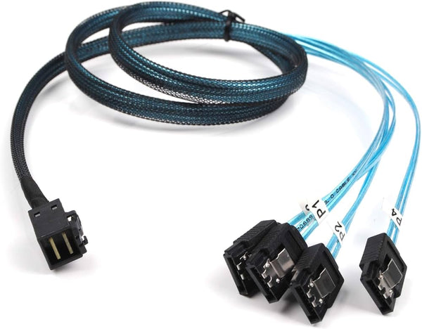 Enhanced MiniSAS SFF8643 slim to 4xSATA up to 12Gb/s Cable (CBSFF8643&gt;SATA*4(1M)) 
