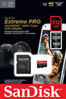SanDisk 512GB Extreme Pro microSD (V30 UHS-I U3 A2 4K UHD 200MB/s) SDSQXCD-512G-GN6MA 772-4530