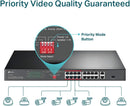 TP-Link TL-SL1218P 16 Port 10/100 Mbps 2 Port Gigabit Rackmount Switch with 16 Port PoE+ (150W)
