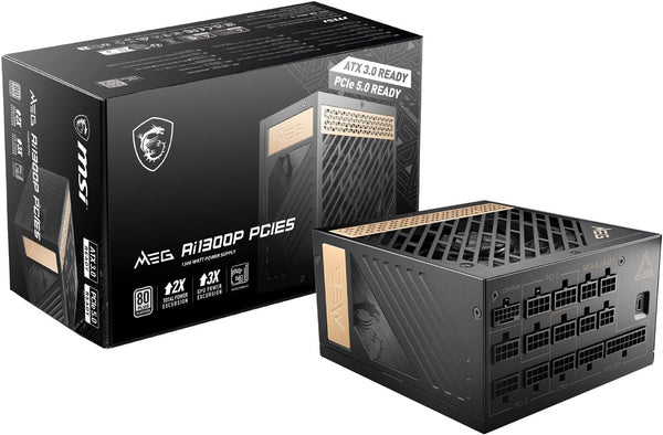 MSI 1300W MEG Ai1300P PCIE5 ATX 3.0 80Plus Platinum Full Modular Power Supply (PS-MEA13P5) 