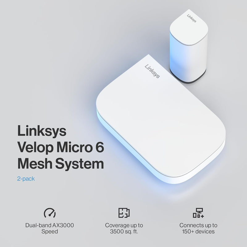 Linksys Velop Micro 6 AX3000 Dual Band Mesh WiFi System (2-pack - 1 mother and 1 child set) LN11011201-AH (3 years) 