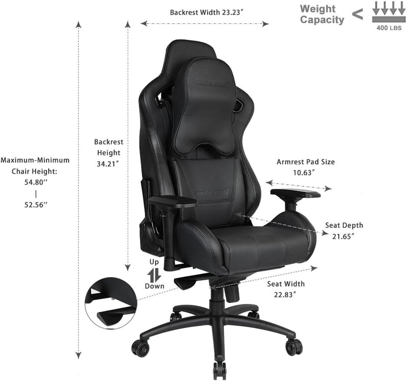 Anda Seat Dark Knight Premium (黑色) Gaming Chair AD12XL-04-B-PV 真皮電競椅 (代理直送)