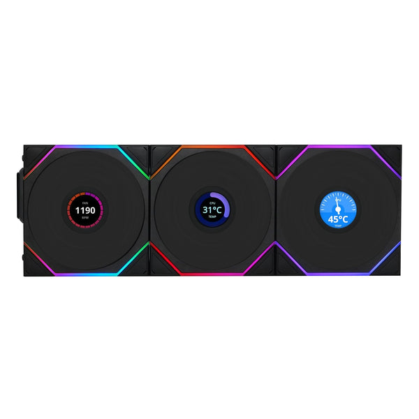 LIAN LI UNI FAN TL Wireless LCD 120mm (3 in 1) Case Fan - BLACK(12TLLCD1W3B)