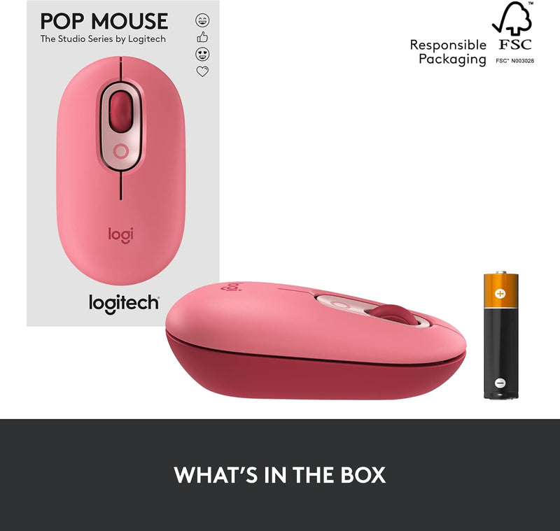 Logitech POP Wireless Mouse with Emoji Button Function - Heartbreaker Rose 910-006516 Original licensed product 