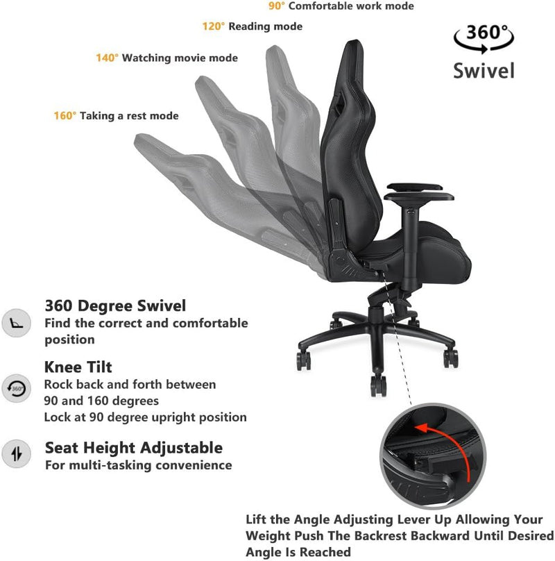 Anda Seat Dark Knight Premium (黑色) Gaming Chair AD12XL-04-B-PV 真皮電競椅 (代理直送)