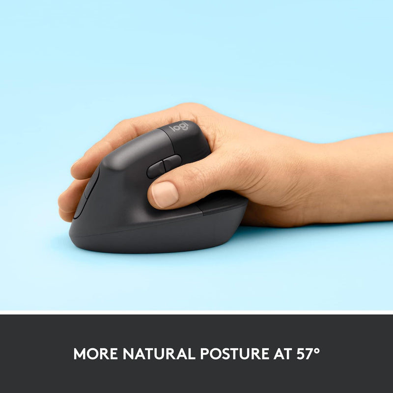 Logitech Lift 人體工學垂直無線滑鼠 - Graphite 石墨灰色