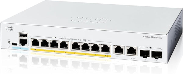 Cisco Catalyst 1200 8-Port Gigabit Ethernet (67W PoE+) + 2-Port Combo Smart Managed Switch (C1200-8P-E-2G-UK/NE-128PE2G)