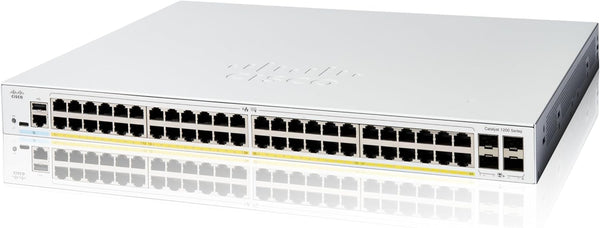Cisco Catalyst 1200 48-Port Gigabit Ethernet + 4xSFP (375W PoE+) Smart Managed Switch (C1200-48P-4G-UK/NE-1248P4G)