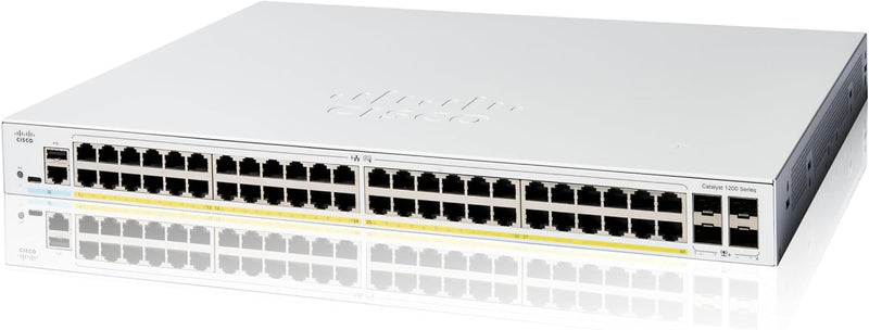 Cisco Catalyst 1200 48-Port Gigabit Ethernet + 4xSFP (375W PoE+) Smart Managed Switch (C1200-48P-4G-UK/NE-1248P4G)