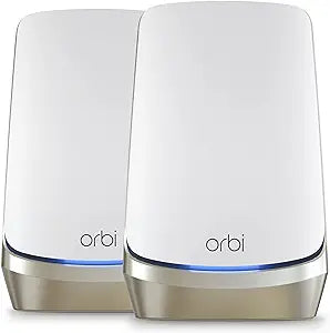 NETGEAR RBKE962 Orbi Quad-Band Mesh WiFi 6E  Router & Satellite (2-pack), White, 10G WAN