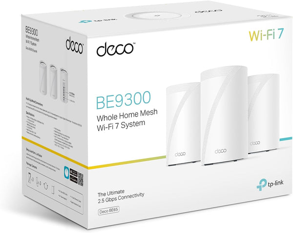 TP-Link Deco BE65 BE11000 Tri Band Whole Home Mesh WiFi 7 System (3-pack)