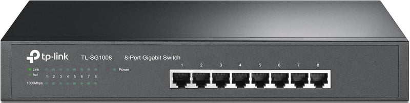 TP-Link TL-SG1008 8-Port Gigabit 1U 13" Rack Mountable Steel Case Switch