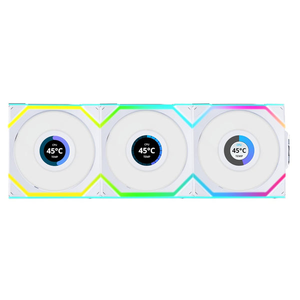 LIAN LI UNI FAN SL Wireless LCD Reverse Blade 120mm (3 in 1) Case Fan - WHITE (12RSLLCD1W3W)
